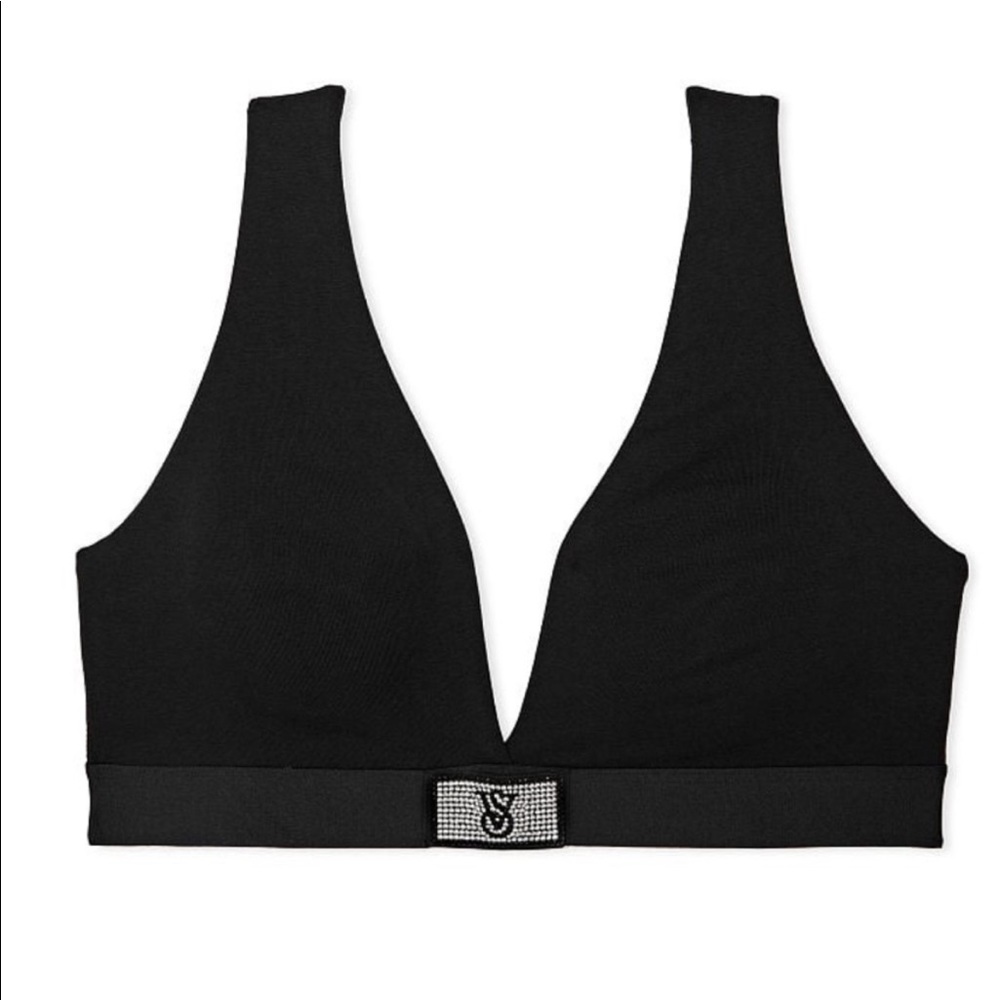 Victoria’s Secret XL BLACK SHINE Lounge Bra & XL BLACK LEOPARD SHINE SHORTS - Picture 2 of 5